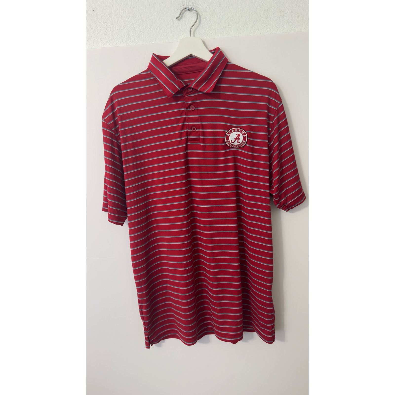 Champion Alabama Crimson Tide Polo Mens Xl Red Striped Short Sleeve